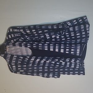 2X Liz McCoy Blue White soft material wear NWOT EUC 2n1 cardigan